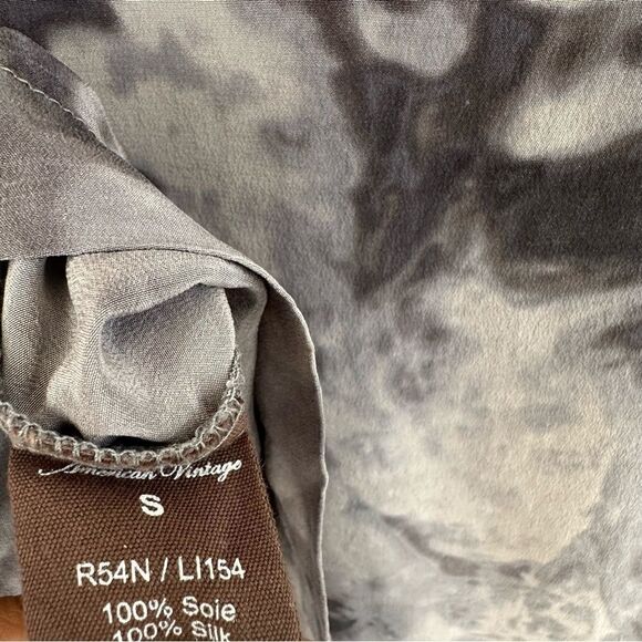 AMERICAN VINTAGE Silk Dress Size Medium Boho Knot Front Boxy V Neck - Picture 2 of 11